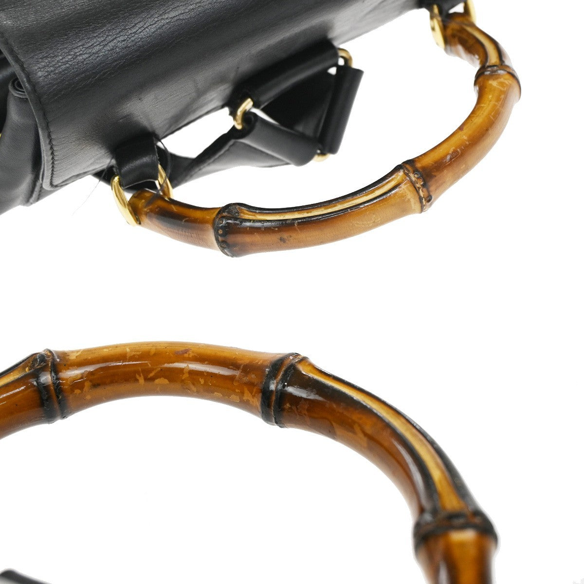 Gucci Vintage Bamboo Backpack Leather, BLACK, LEATHER, Backpack