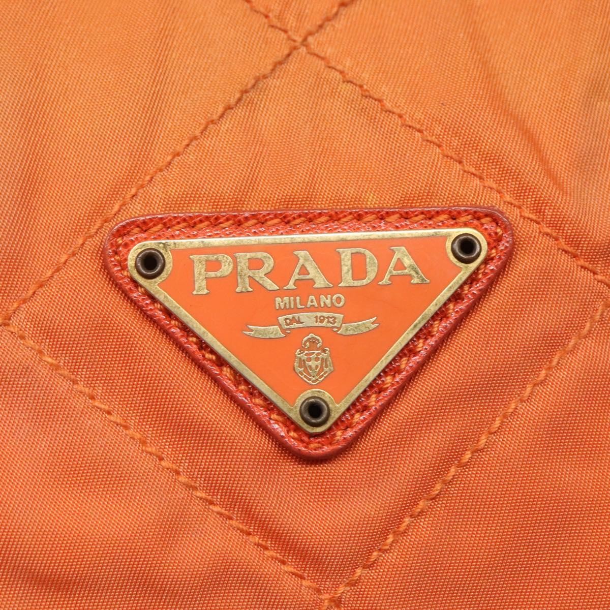 Prada Chain Shoulder Bag Quilted Tessuto, ORANGE, NYLON, Shoulder bag
