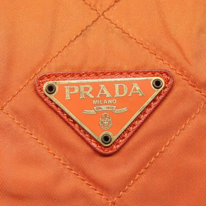 Prada Chain Shoulder Bag Quilted Tessuto, ORANGE, NYLON, Shoulder bag