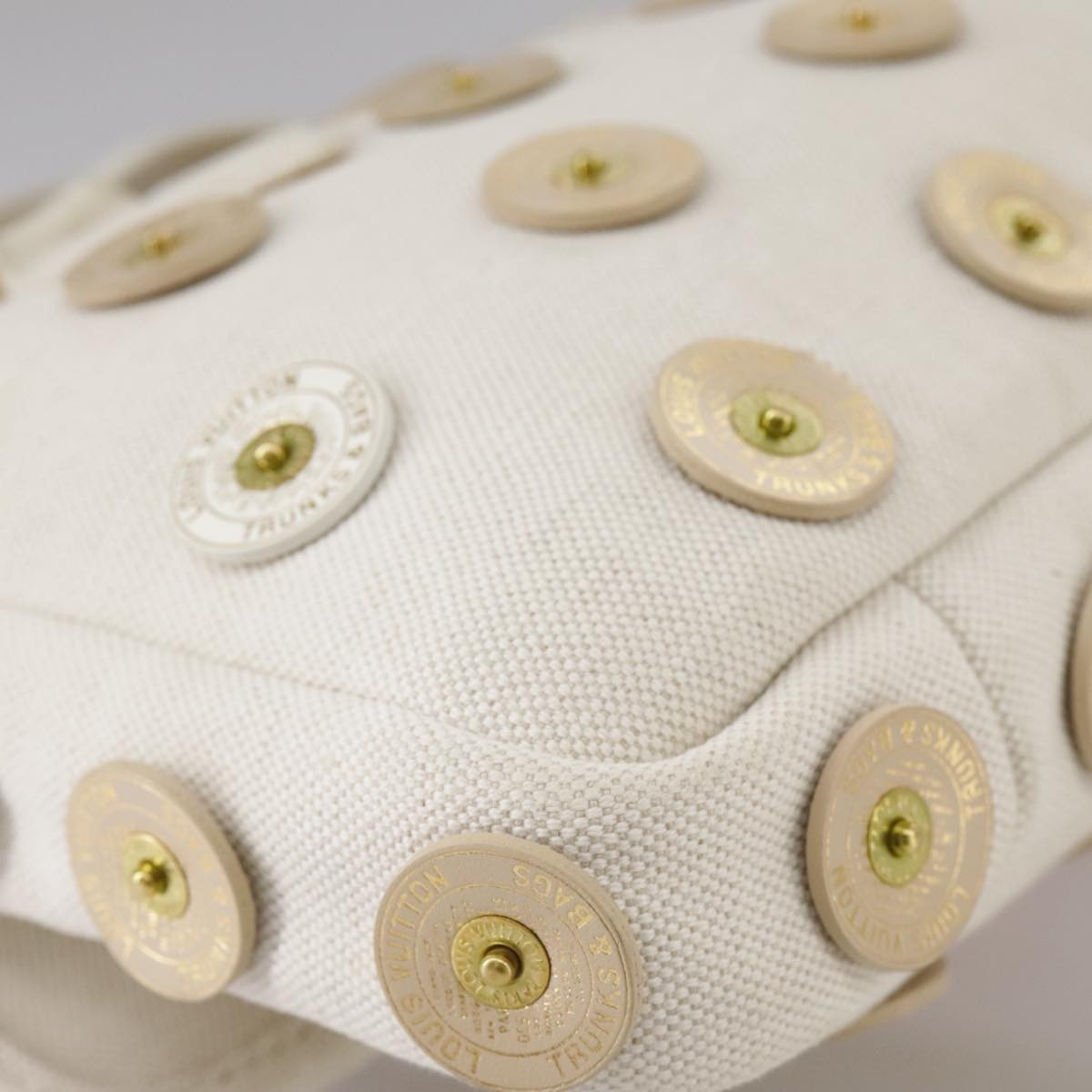 Louis Vuitton Polka Dot Panama Bowly Handbag Embellished Canvas, WHITE, CANVAS, Handbag