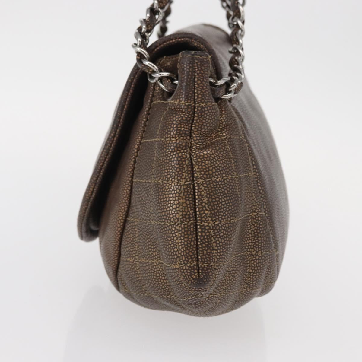 Chanel Timeless Half Moon Flap Bag Caviar, BROWN, LEATHER, Shoulder bag