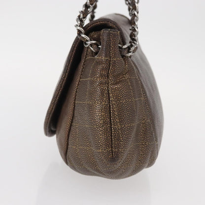 Chanel Timeless Half Moon Flap Bag Caviar, BROWN, LEATHER, Shoulder bag