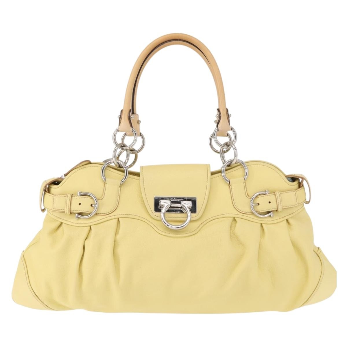 Salvatore Ferragamo Marisa Satchel Leather, YELLOW, LEATHER, Tote bag