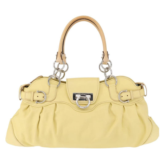 Salvatore Ferragamo Marisa Satchel Leather, YELLOW, LEATHER, Tote bag
