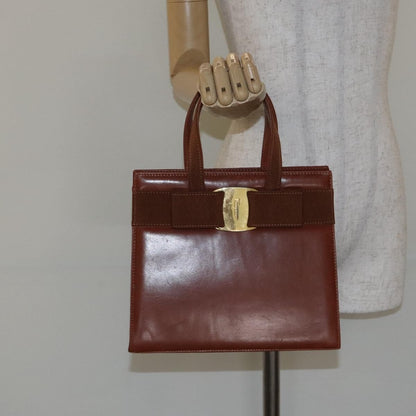 Salvatore Ferragamo Convertible Vara Bow Tote Leather, BROWN, LEATHER, Handbag