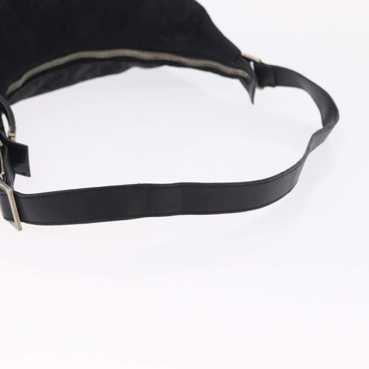 Salvatore Ferragamo Gancini Shoulder Bag Nylon, BLACK, LEATHER, Shoulder bag