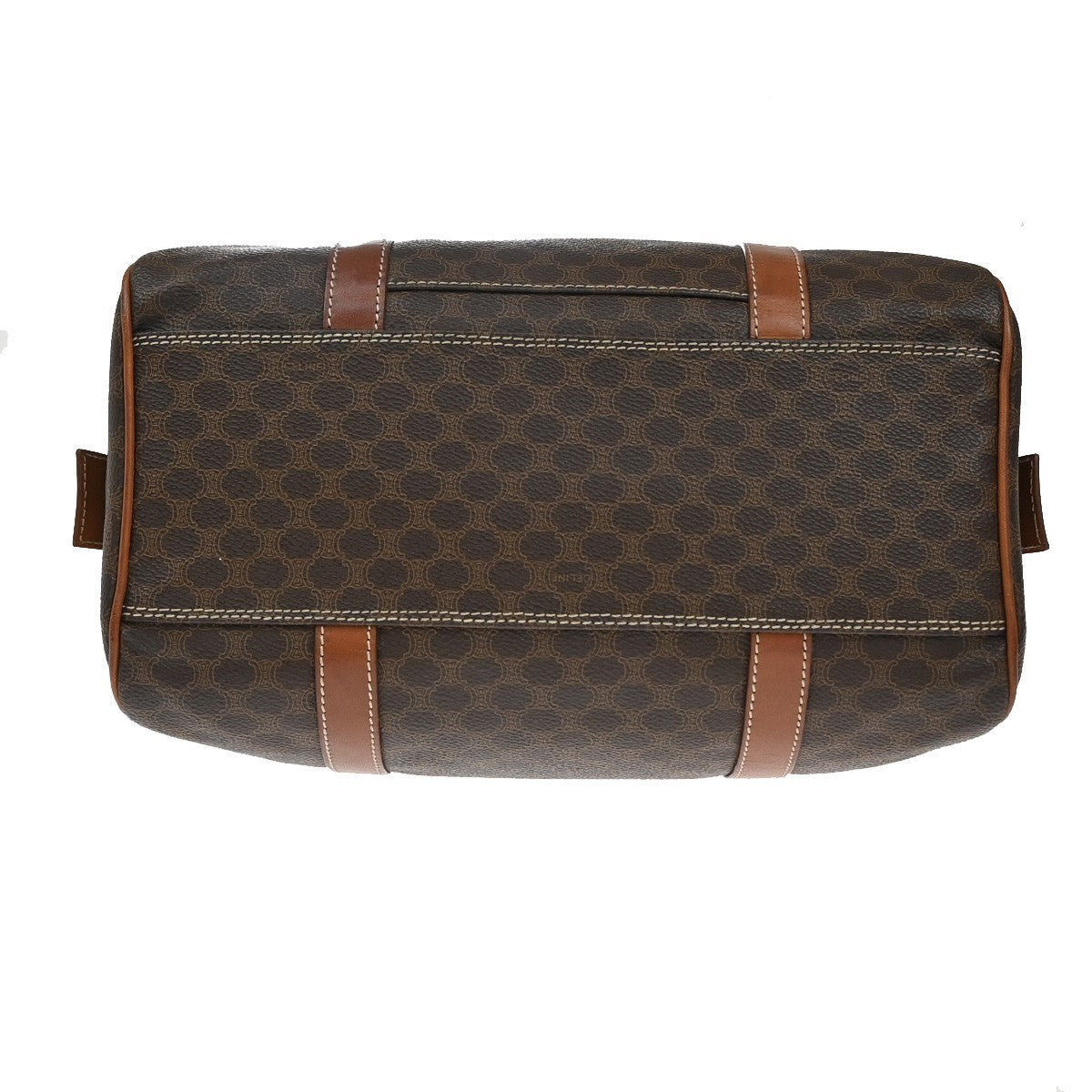 Celine Macadam Handbag Macadam with leather, BROWN, CANVAS, Handbag