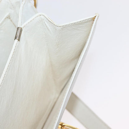 Celine Vintage Shoulder Bag Leather, WHITE, LEATHER, Shoulder bag