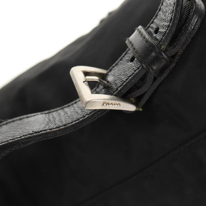 Prada Front Pocket Buckle Backpack Nylon, BLACK, NYLON, Backpack