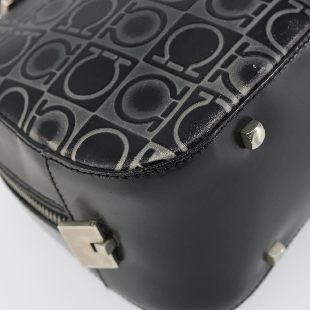 Salvatore Ferragamo Gancini handbag Leather, BLACK, LEATHER, Handbag