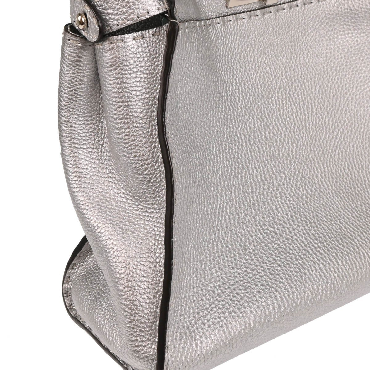 Fendi Peekaboo Bag Leather, SILVER, LEATHER, Handbag
