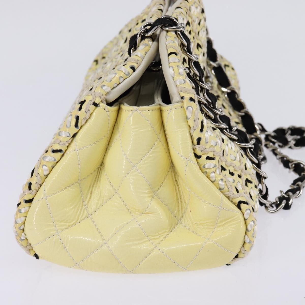 Chanel Just Mademoiselle Bag Woven Stitch Patent, BEIGE, PATENT_LEATHER, Handbag