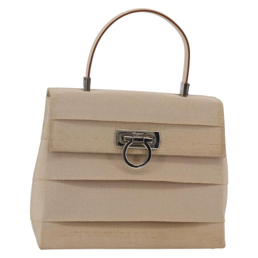 Salvatore Ferragamo Vintage Gancini Cage Top Handle Bag Canvas, BEIGE, CANVAS, Bag