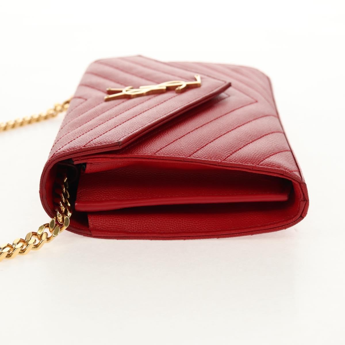Saint Laurent Cassandra Wallet on Strap leather, RED, LEATHER, Shoulder bag