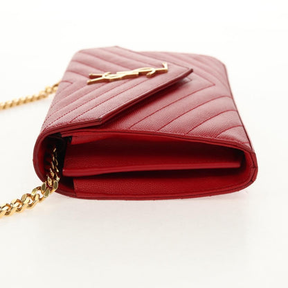 Saint Laurent Cassandra Wallet on Strap leather, RED, LEATHER, Shoulder bag