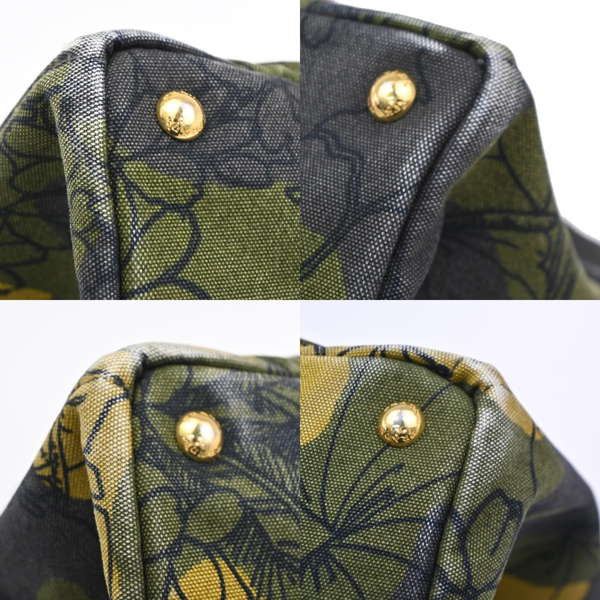Prada Canapa Tote Printed Canvas, GREEN, CANVAS, Tote bag