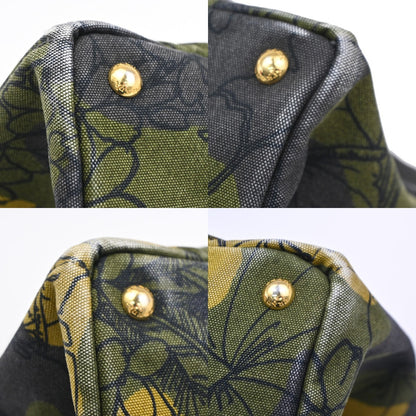 Prada Canapa Tote Printed Canvas, GREEN, CANVAS, Tote bag