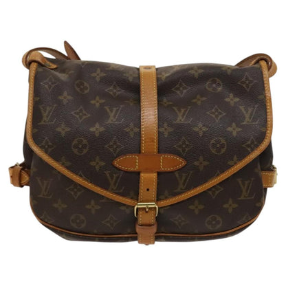 Louis Vuitton Saumur Handbag Monogram Canvas, BROWN, CANVAS, Shoulder bag
