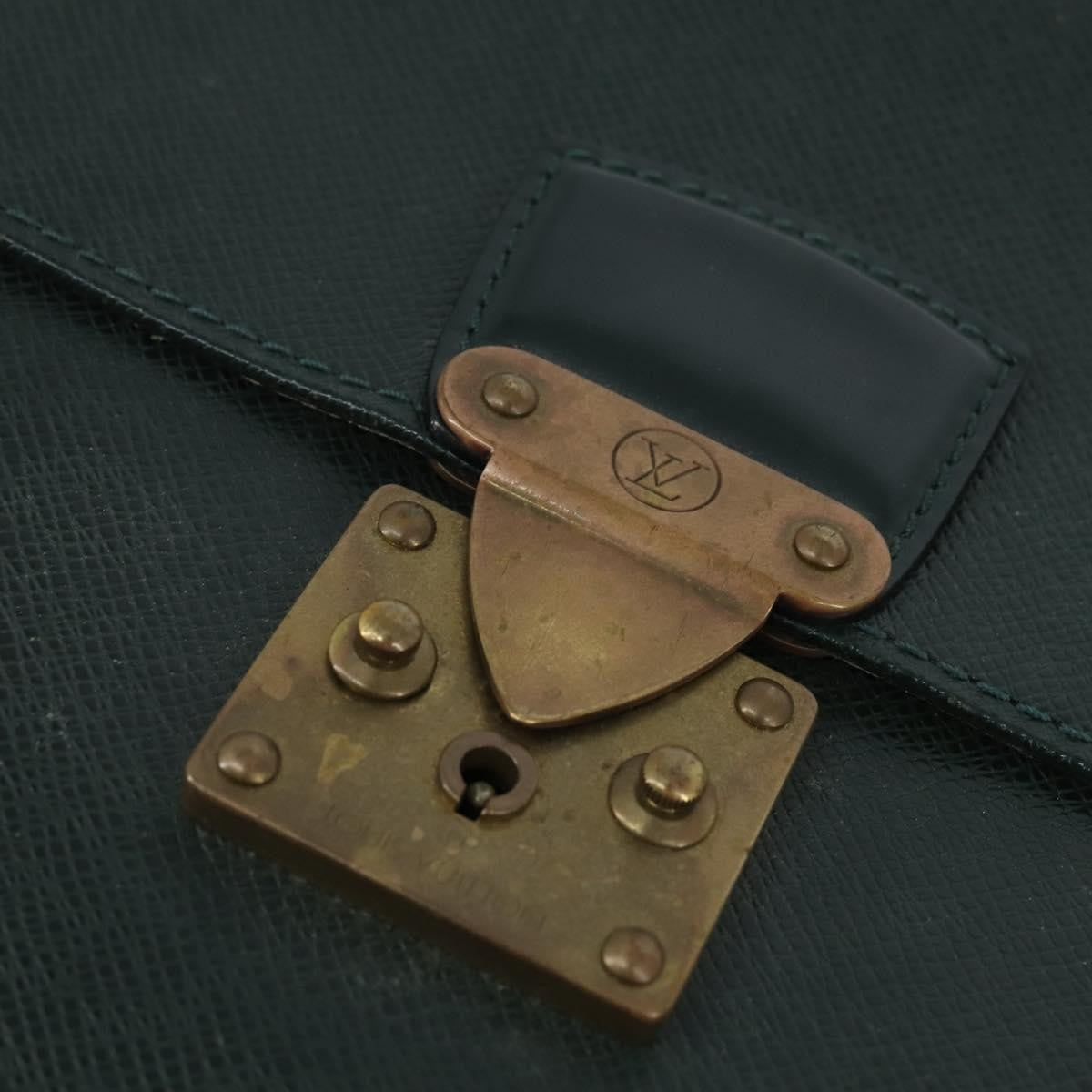 Louis Vuitton Serviette Kourad Briefcase Taiga Leather, GREEN, LEATHER, Briefcase