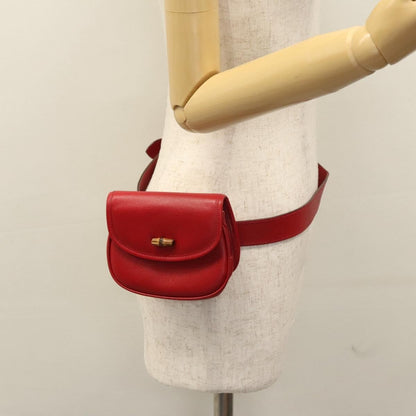 Gucci Bamboo 1947 Belt Bag Leather, RED, LEATHER, Clutche & pouche