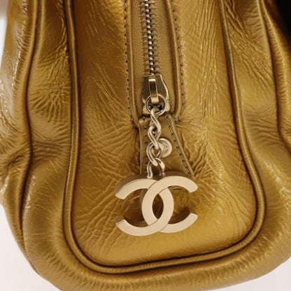 Chanel Luxe Ligne Flap Bag Patent, GOLD, LEATHER, Handbag