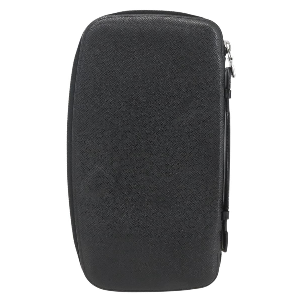 Louis Vuitton Atoll Organizer Wallet Taiga Leather, BLACK, LEATHER, Clutche & pouche