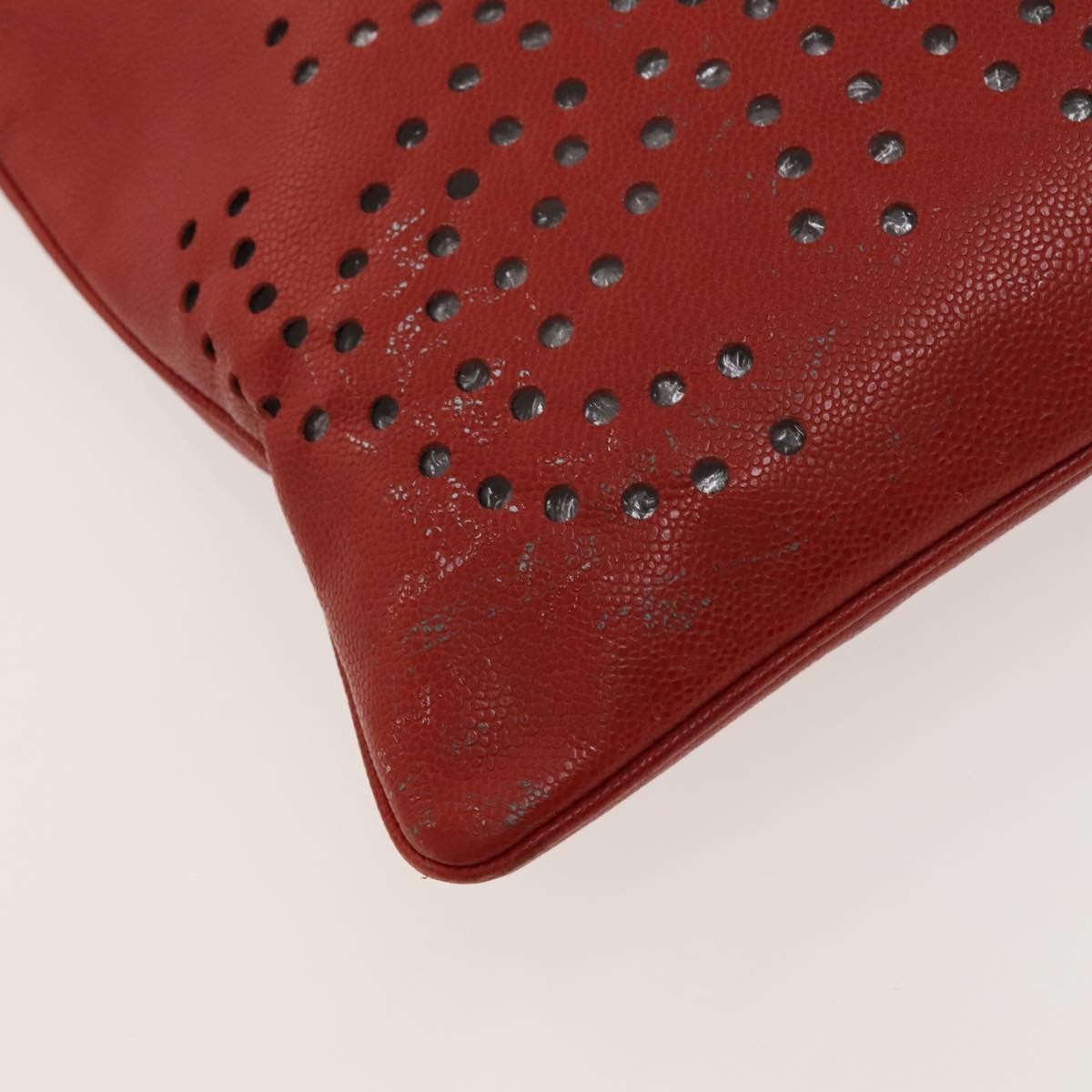 Chanel Triple CC Chain Shoulder Bag Caviar Leather, RED, LEATHER, Shoulder bag