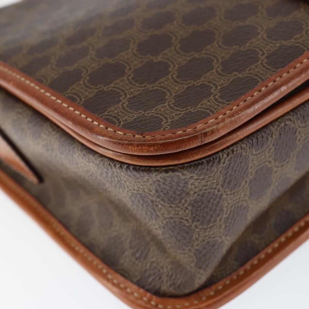 Celine Vintage Macadam Shoulder Bag Canvas and Leather, BROWN, CANVAS, Shoulder bag