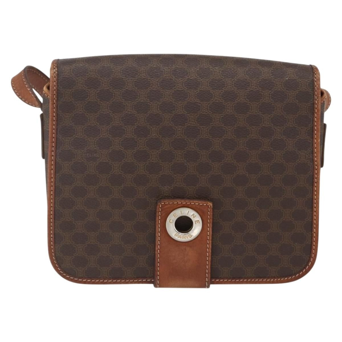 Celine Macadam Shoulder Bag PVC Leather, BROWN, PVC, Shoulder bag