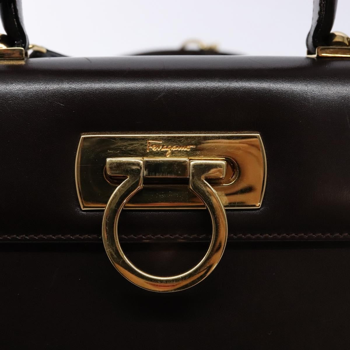Salvatore Ferragamo Convertible Top Handle Bag Leather, BROWN, LEATHER, Handbag