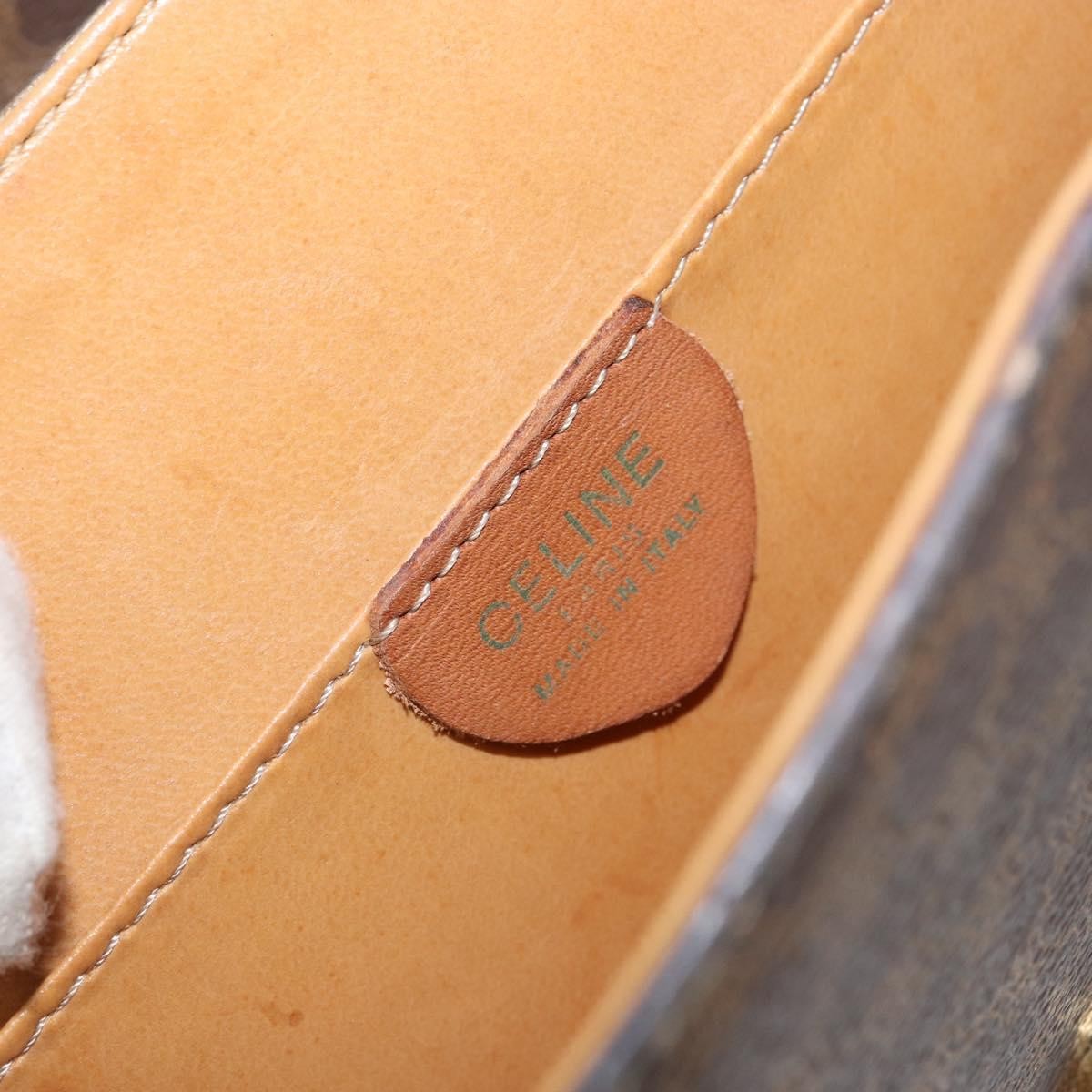 Celine Vintage Macadam Handbag Canvas and Leather, BROWN, CANVAS, Handbag