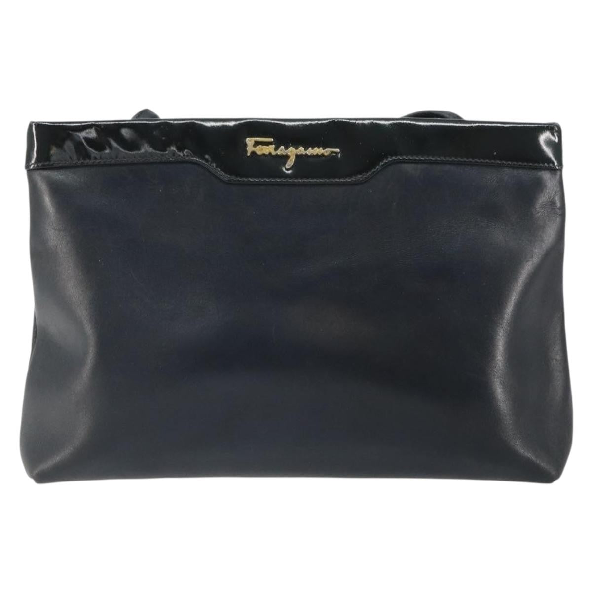 Salvatore Ferragamo Vintage Shoulder Bag Leather, BLACK, LEATHER, Shoulder bag