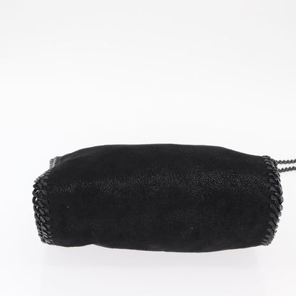 Stella McCartney Falabella Fold Over Bag Shaggy Deer, BLACK, POLYESTER, Shoulder bag