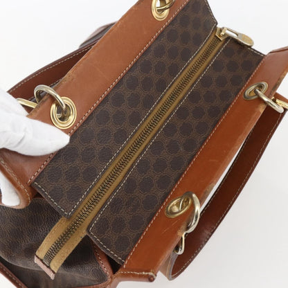 Celine Vintage Macadam Handbag Canvas and Leather, BROWN, CANVAS, Handbag