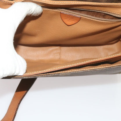 Celine Vintage Macadam Shoulder Bag Canvas and Leather, BROWN, CANVAS, Shoulder bag