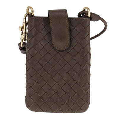 Bottega Veneta Crossbody Phone Holder Pouch Intrecciato Nappa, BROWN, LEATHER, Clutche & pouche
