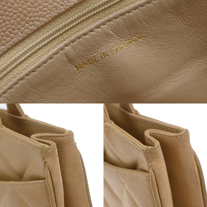 Chanel Vintage CC Lock Pocket Tote Quilted Caviar, BEIGE, LEATHER, Handbag
