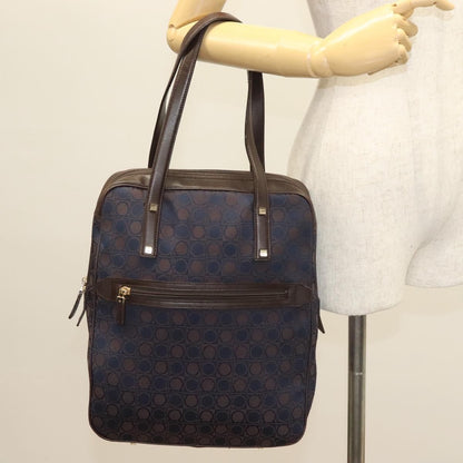 Salvatore Ferragamo Gancini handbag Canvas and Leather, NAVY, CANVAS, Handbag