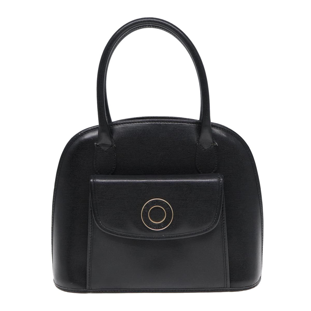 Celine Circle Logo Handbag Leather, BLACK, LEATHER, Handbag