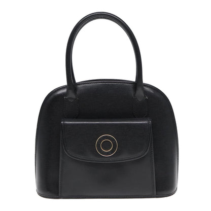 Celine Circle Logo Handbag Leather, BLACK, LEATHER, Handbag