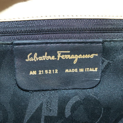 Salvatore Ferragamo Vintage Shoulder Bag Leather, BEIGE, LEATHER, Shoulder bag