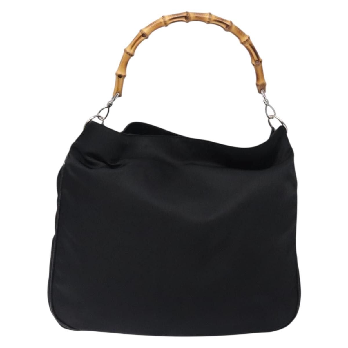 Gucci Vintage Bamboo Shoulder Bag Nylon, BLACK, NYLON, Shoulder bag