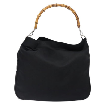 Gucci Vintage Bamboo Shoulder Bag Nylon, BLACK, NYLON, Shoulder bag