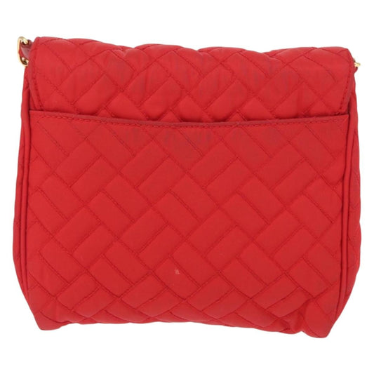 Prada Pushlock Chain Flap Bag Quilted Tessuto, RED, NYLON, Shoulder bag