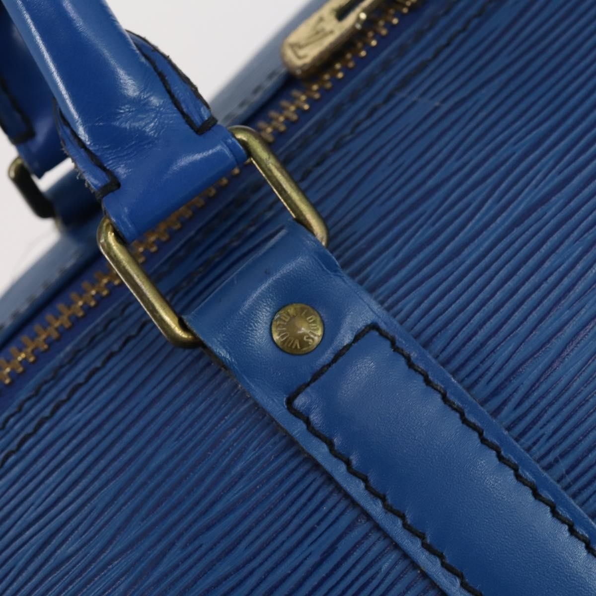 Louis Vuitton Keepall Bag Epi Leather, BLUE, LEATHER, Travel bag
