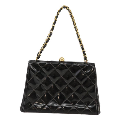 Chanel Vintage Chain Frame Bag Quilted Patent, BLACK, PATENT_LEATHER, Handbag
