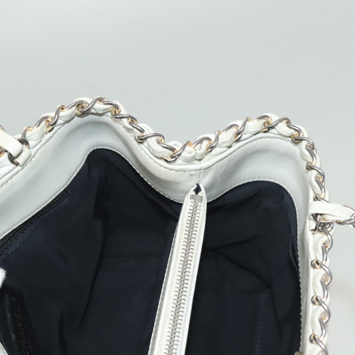 Chanel Chain Me Tote Quilted Calfskin, WHITE, LEATHER, Tote bag