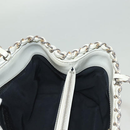 Chanel Chain Me Tote Quilted Calfskin, WHITE, LEATHER, Tote bag