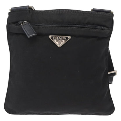 Prada Front Pocket Messenger Bag Tessuto, BLACK, NYLON, Shoulder bag