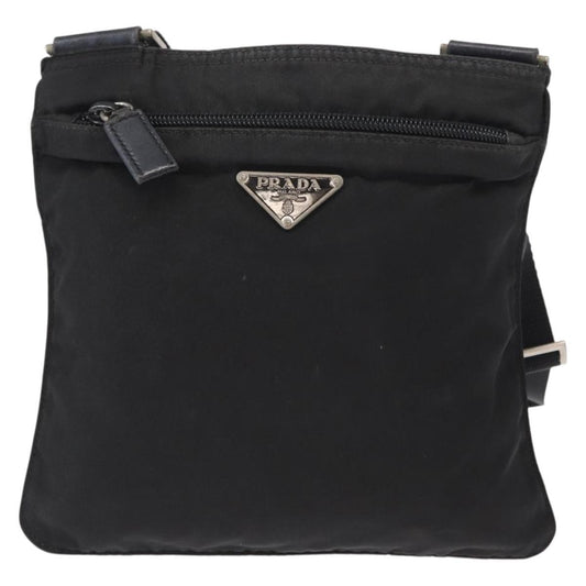 Prada Front Pocket Messenger Bag Tessuto, BLACK, NYLON, Shoulder bag